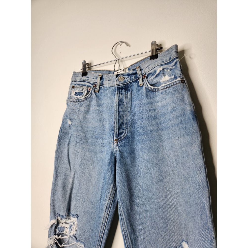 AGOLDE Fen High Rise Relaxed Taper Jeans Size 28 Distressed Denim Button Fly - Picture 3 of 10